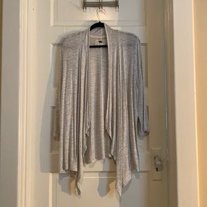 White & Grey Striped Sweater